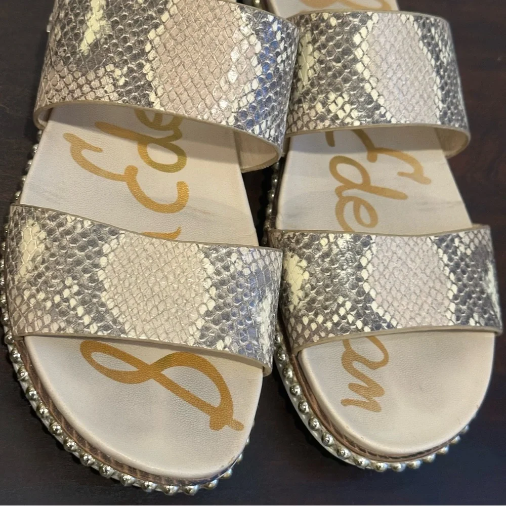 Sam Edelman Size 8.5 Chunky Flatform Open Toe Slide Snakeskin Strappy Sandal - Picture 11 of 16